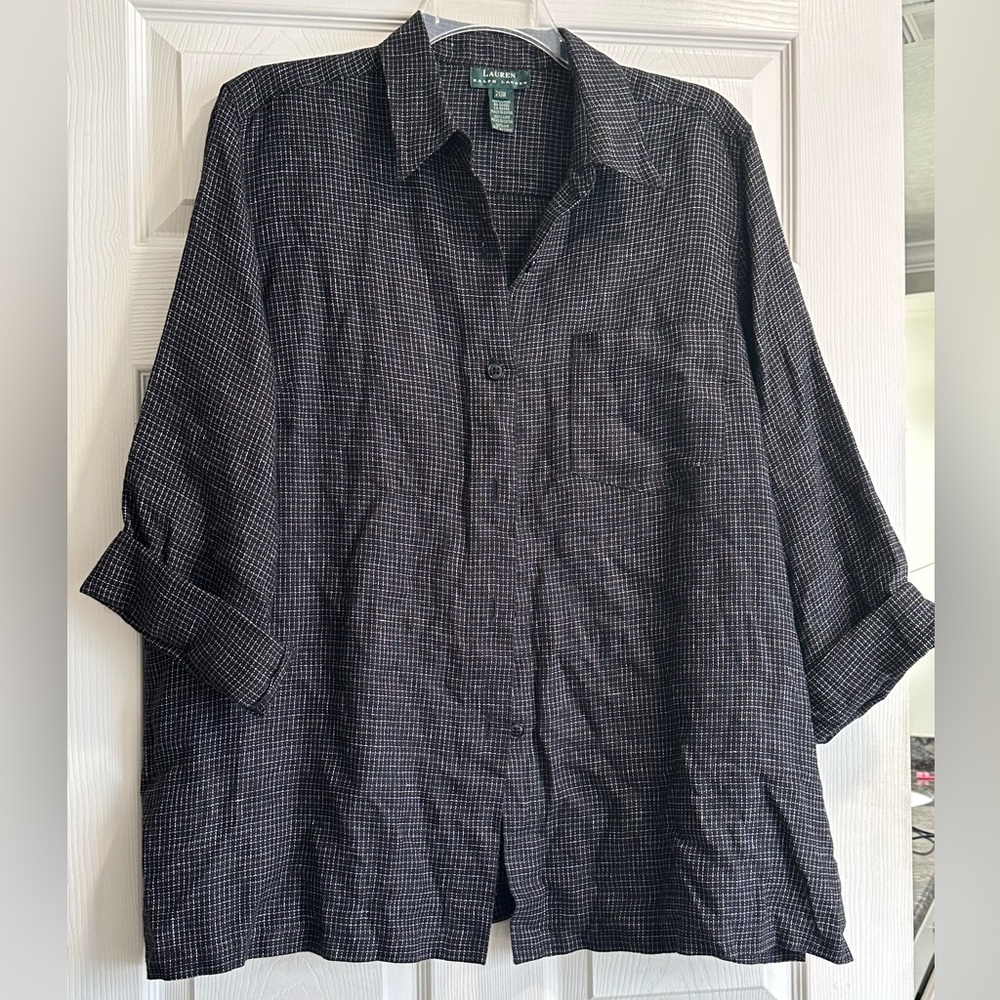 Ralph Lauren oversized linen button up top